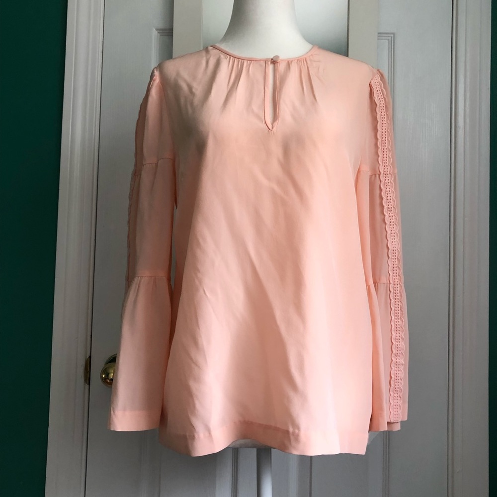 J.Crew 100% Silk Peach Blouse Size 2